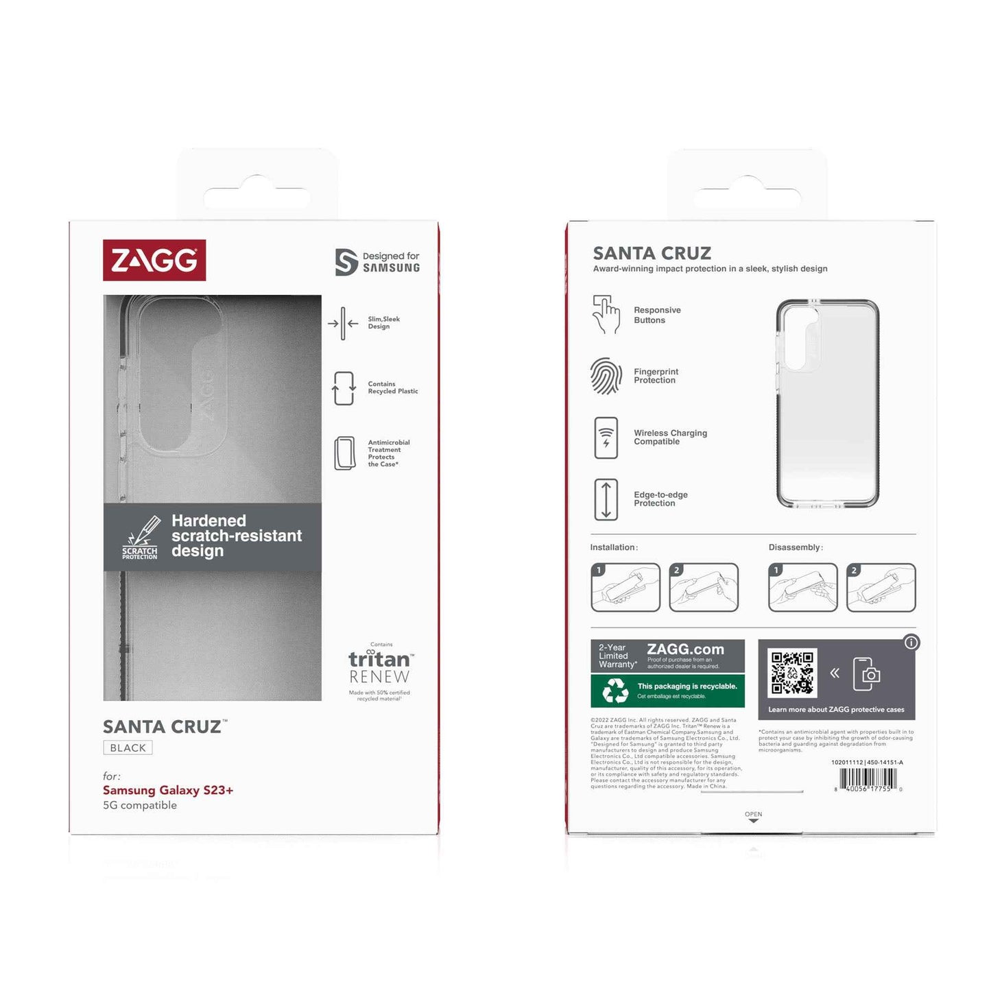 ZAGG Gear4 Santa Cruz for Samsung S23+ - S23 Plus - 4 Meters Drop Protection - Black