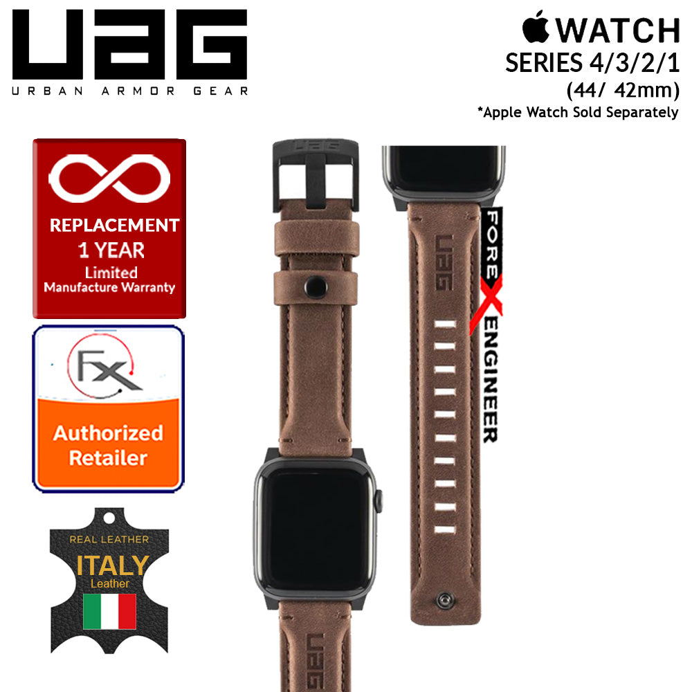 UAG Leather Strap for Apple Watch Series 7 - SE - 6 - 5 - 4 - 3 - 2 - 1 ( 45mm - 42mm - 44mm ) - Made with Italian Leather - Brown (Barcode: 812451031881 )