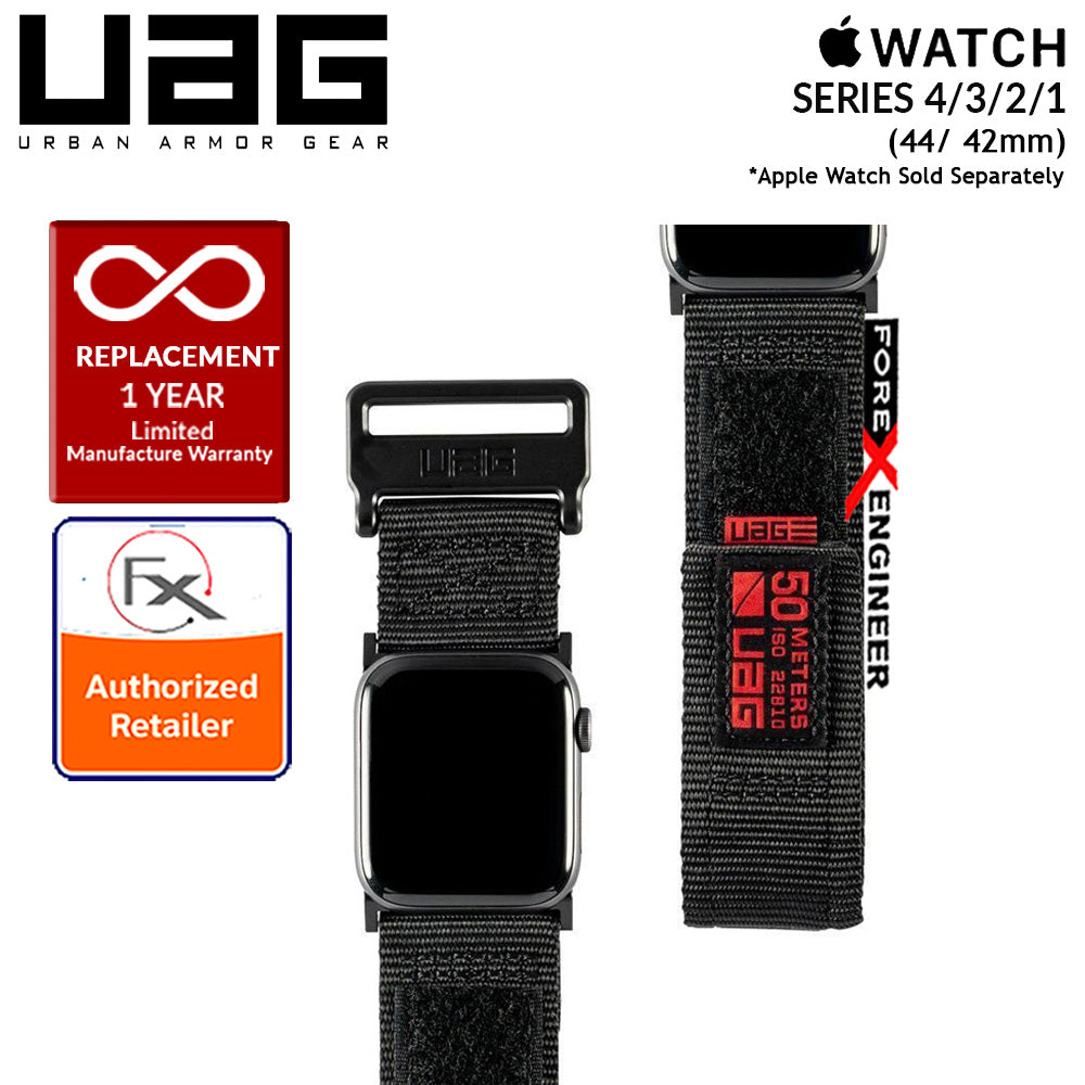 UAG Active Strap for Apple Watch Series 7 - SE - 6 - 5 - 4 - 3 - 2 - 1 ( 45mm - 44mm - 42mm ) - High Strength Nylon Weave - Black (Barcode: 812451031928 )