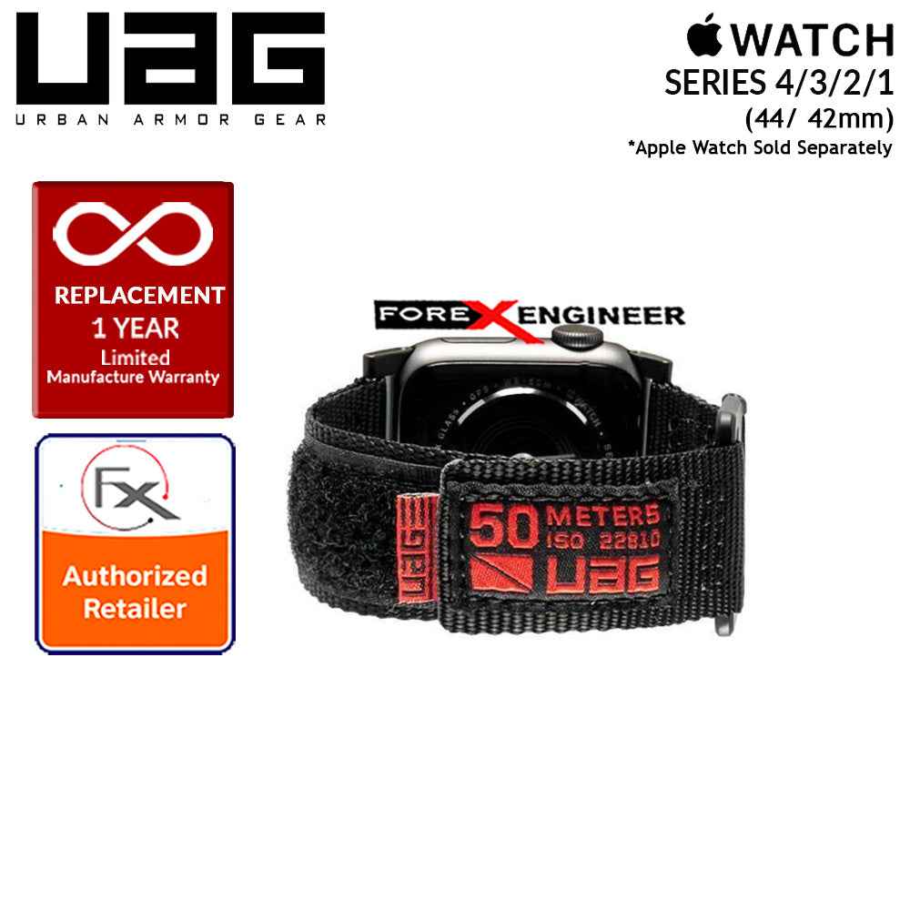 UAG Active Strap for Apple Watch Series 7 - SE - 6 - 5 - 4 - 3 - 2 - 1 ( 45mm - 44mm - 42mm ) - High Strength Nylon Weave - Black (Barcode: 812451031928 )
