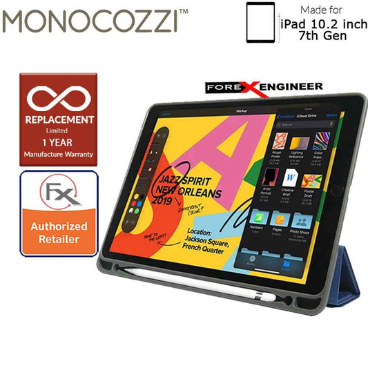 Monocozzi Lucid Plus Folio for iPad 10.2 inch ( 7th - 8th - 9th Gen ) ( 2019 - 2021 ) - with Apple Pencil Slot - Navy Color ( Barcode: 4895199105799 )