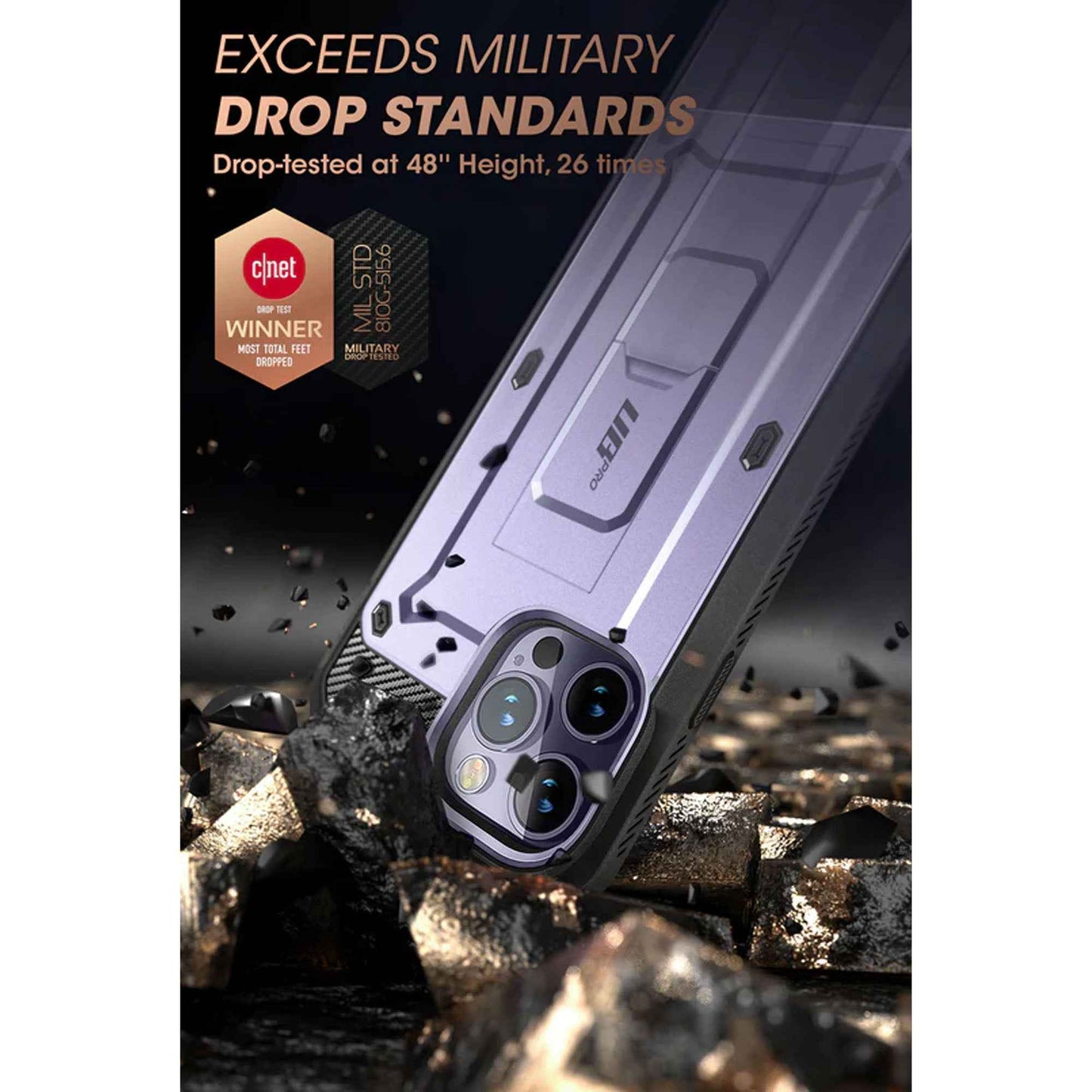 Supcase Unicorn Beetle UB PRO for iPhone 14 Plus - Rugged Case with Built-In Screen Protector - Deep Purple