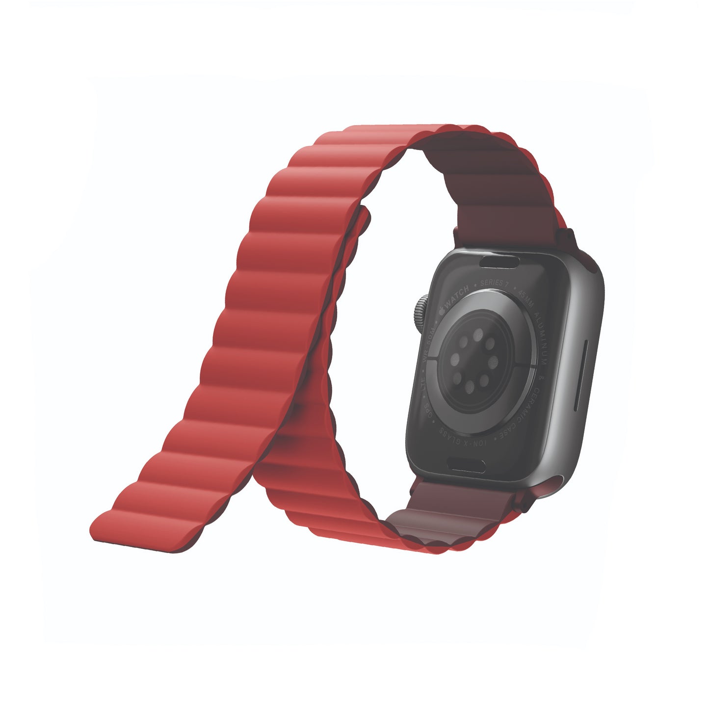 UNIQ Revix Magnetic Silicone Strap for Apple Watch Series 7 - SE - 6 - 5 - 4 - 3 - 2 - 1 ( 41mm - 40mm - 38mm ) - Burgundy ( Maroon - Coral ) (Barcode: 8886463679098 )