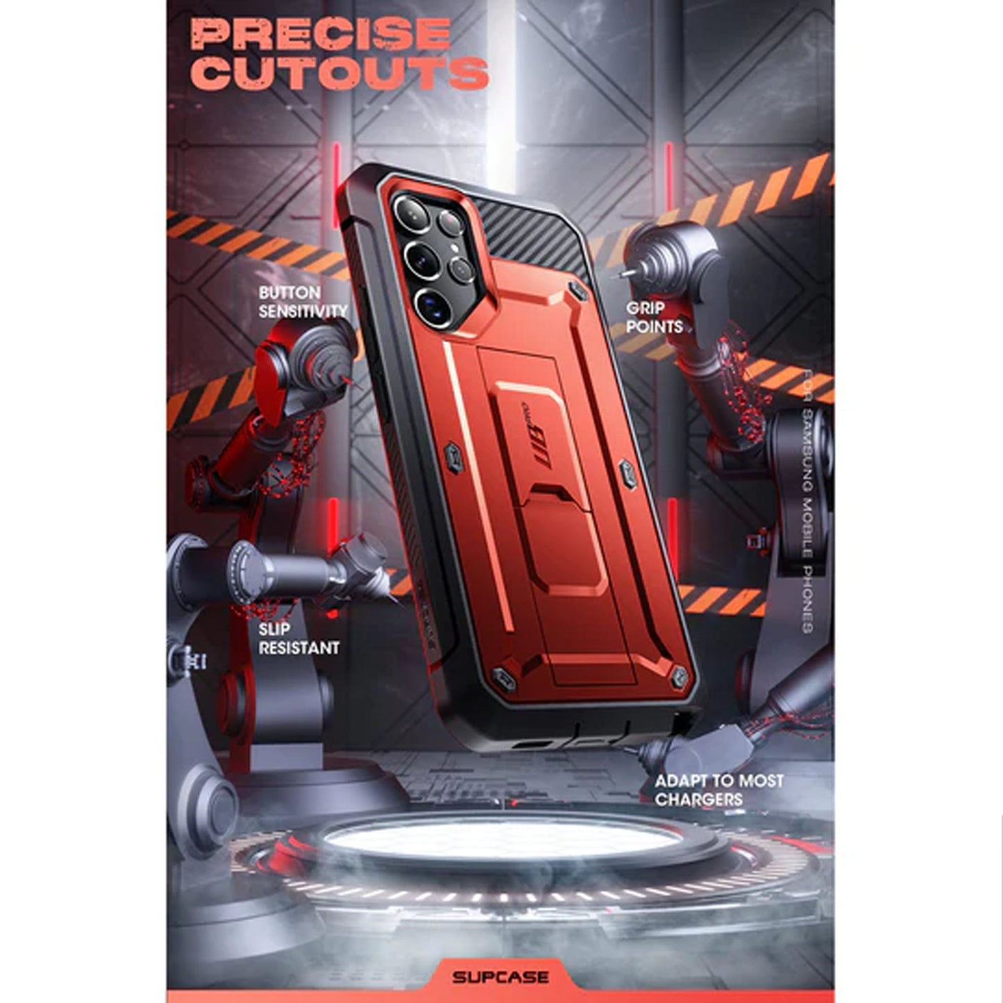 Supcase Unicorn Beetle Pro Rugged Case for Samsung Galaxy S22 Ultra - Metallic Red - Forexengineer -Malaysia- 843439116351