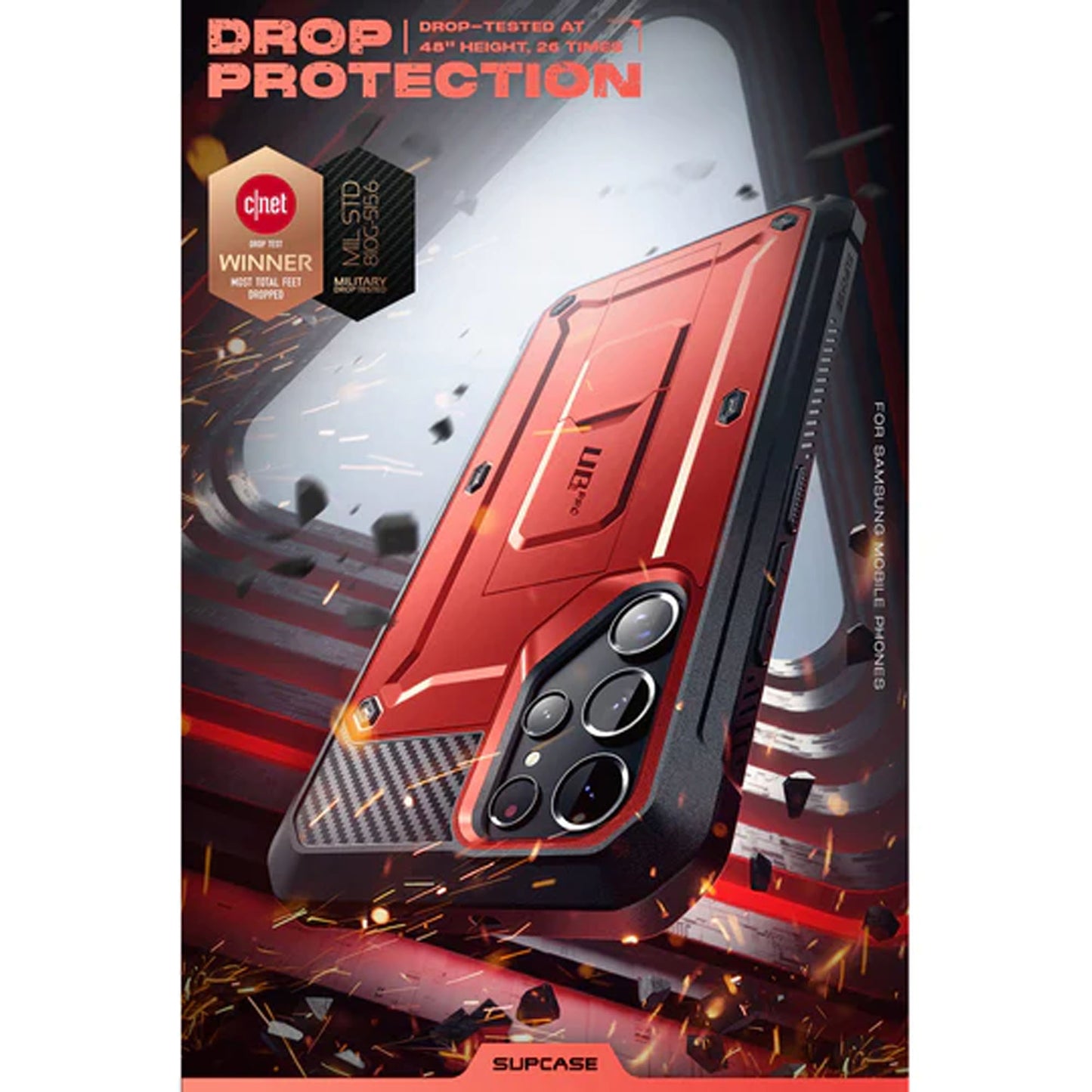 Supcase Unicorn Beetle Pro Rugged Case for Samsung Galaxy S22 Ultra - Metallic Red - Forexengineer -Malaysia- 843439116351