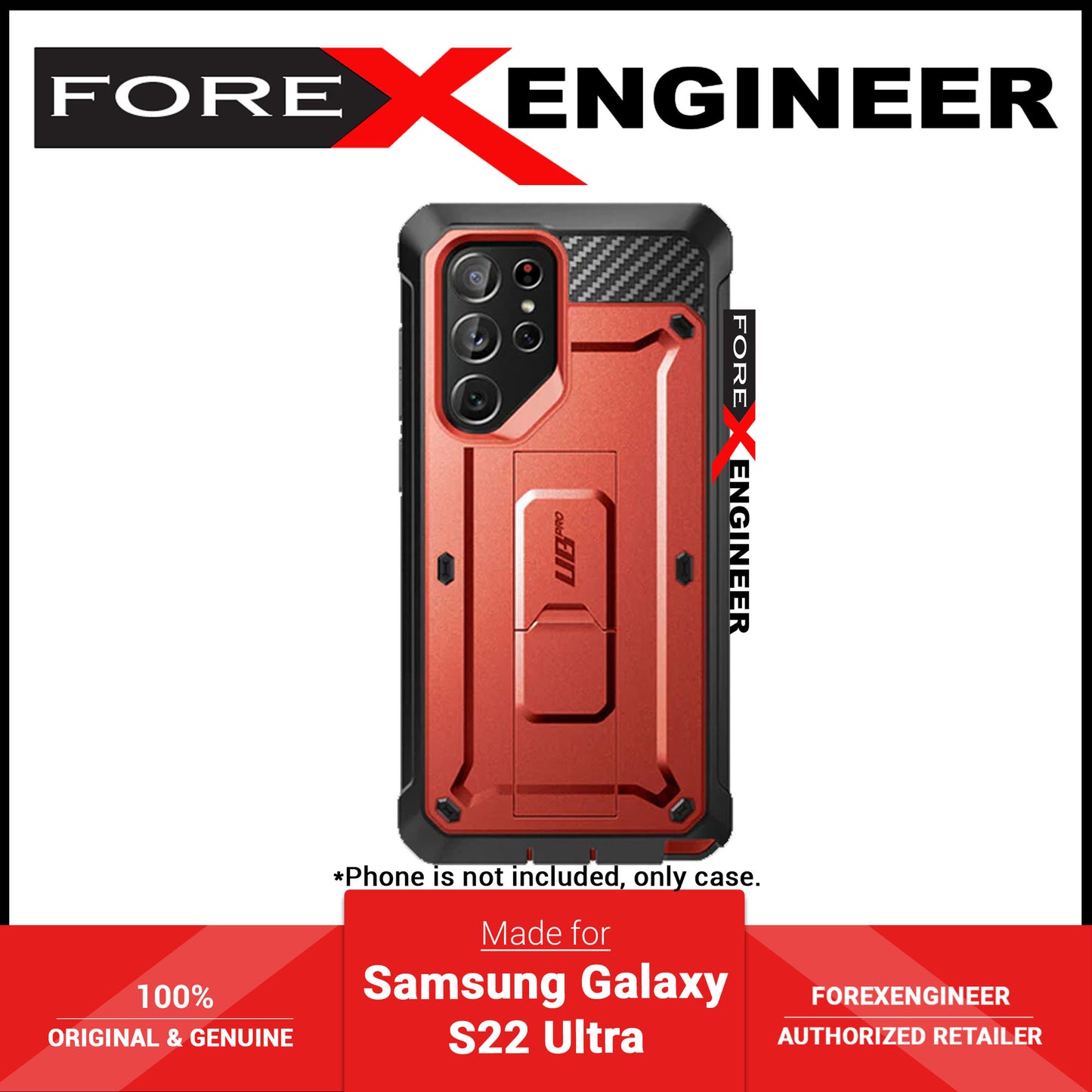 Supcase Unicorn Beetle Pro Rugged Case for Samsung Galaxy S22 Ultra - Metallic Red - Forexengineer -Malaysia- 843439116351