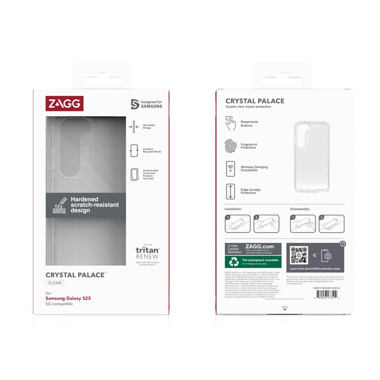 ZAGG Gear4 Crystal Palace for Samsung S23 - 2 Meters Drop Protection - Clear (Barcode: 840056177512 )