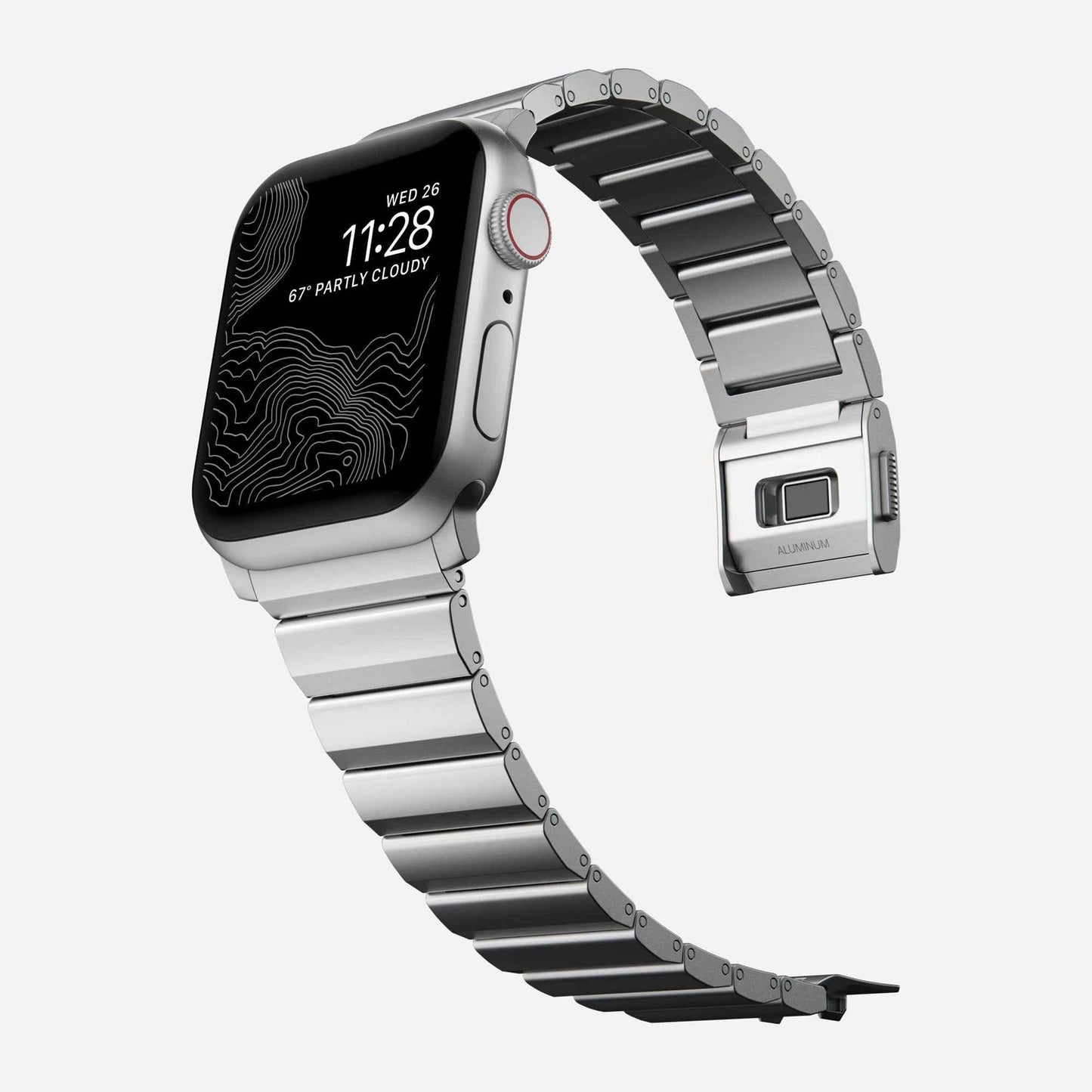 Nomad Aluminium Band for Apple Watch Ultra 49mm - 45mm - 44mm - 42mm - Silver (Barcode: 856500013282 )