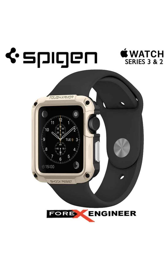 Spigen Tough Armor Apple Watch Series 3 & 2 (42mm) Cases with Extreme Heavy Duty Protection - Champagne Gold - Forexengineer-malaysia