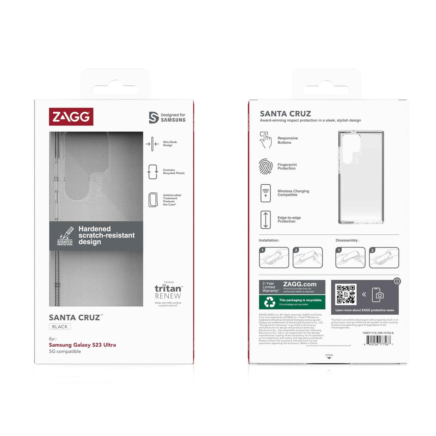 ZAGG Gear4 Santa Cruz for Samsung S23 Ultra - 4 Meters Drop Protection - Black (Barcode: 840056177567 )