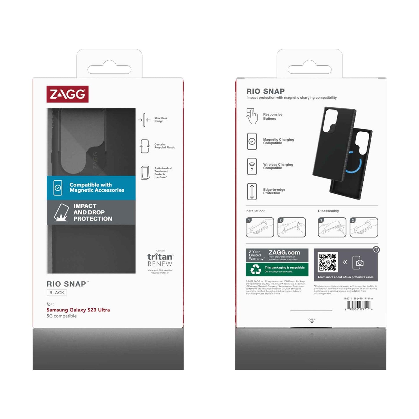 ZAGG Gear4 Rio Snap for Samsung S23 Ultra - 2 Meters Drop Protection - Black (Barcode: 840056177710 )