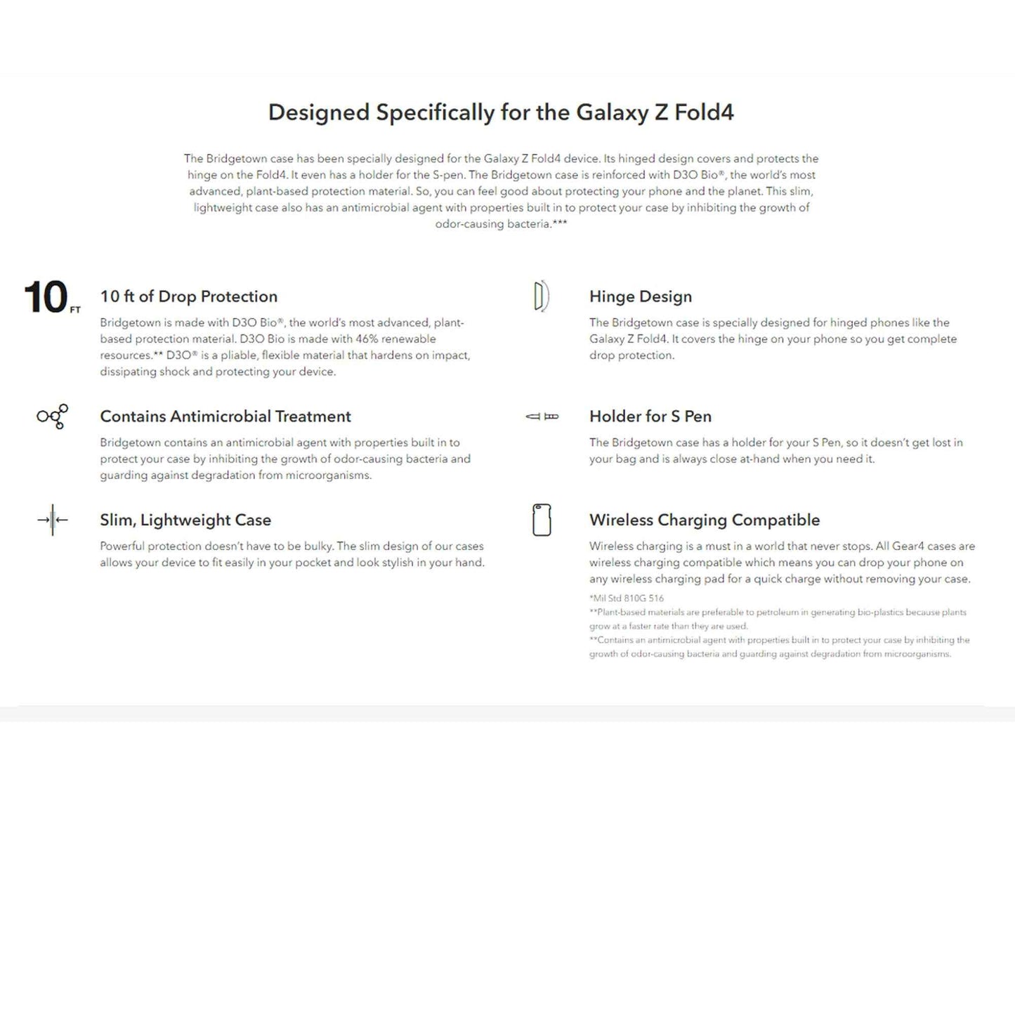 Gear4 Bridgetown for Samsung Fold 4 ( 3M drop protection ) - Black (Barcode: 840056164130)