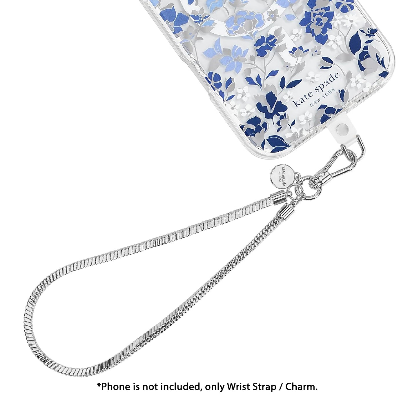Kate Spade Phone Charm with Anchor Card Universal Wrist Strap - Heart of Silver