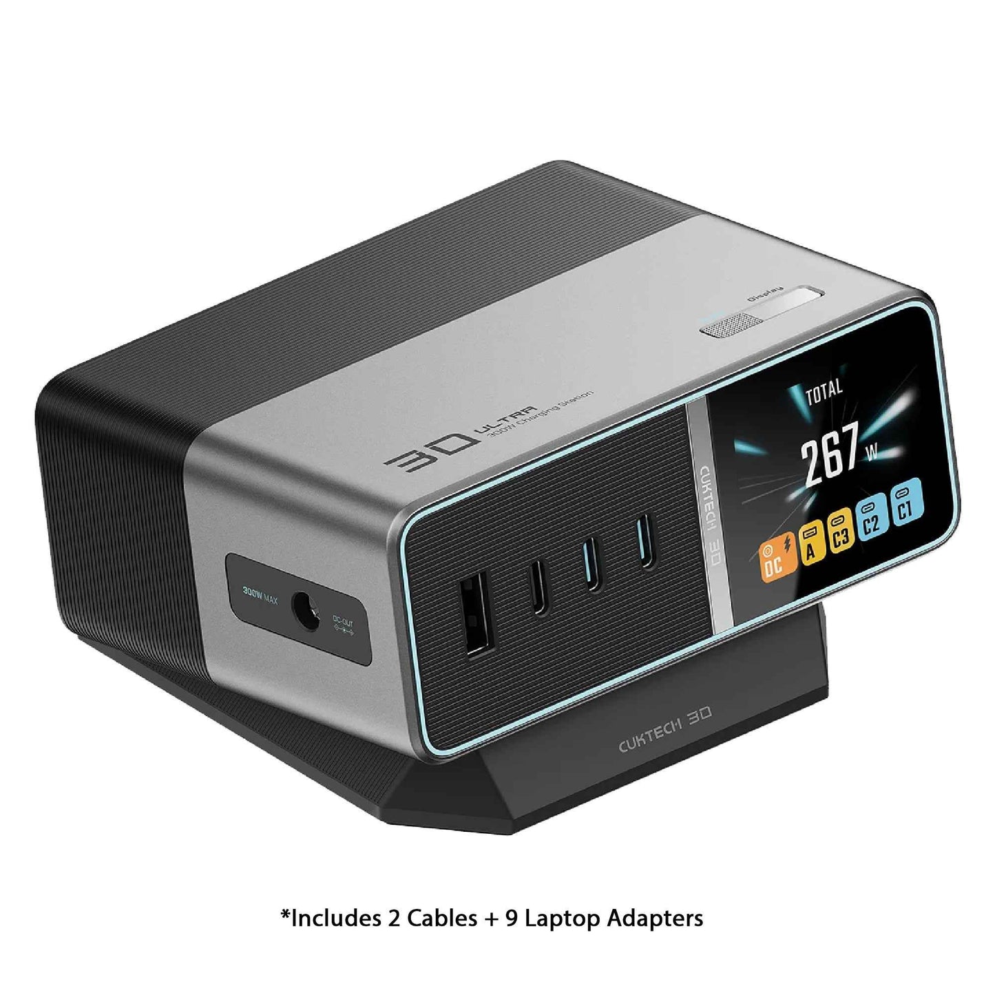CUKTECH 30 Ultra Charging Station 300W Max 5 Port Fast GaN Charger ( Type C / USB-A / DC Port )