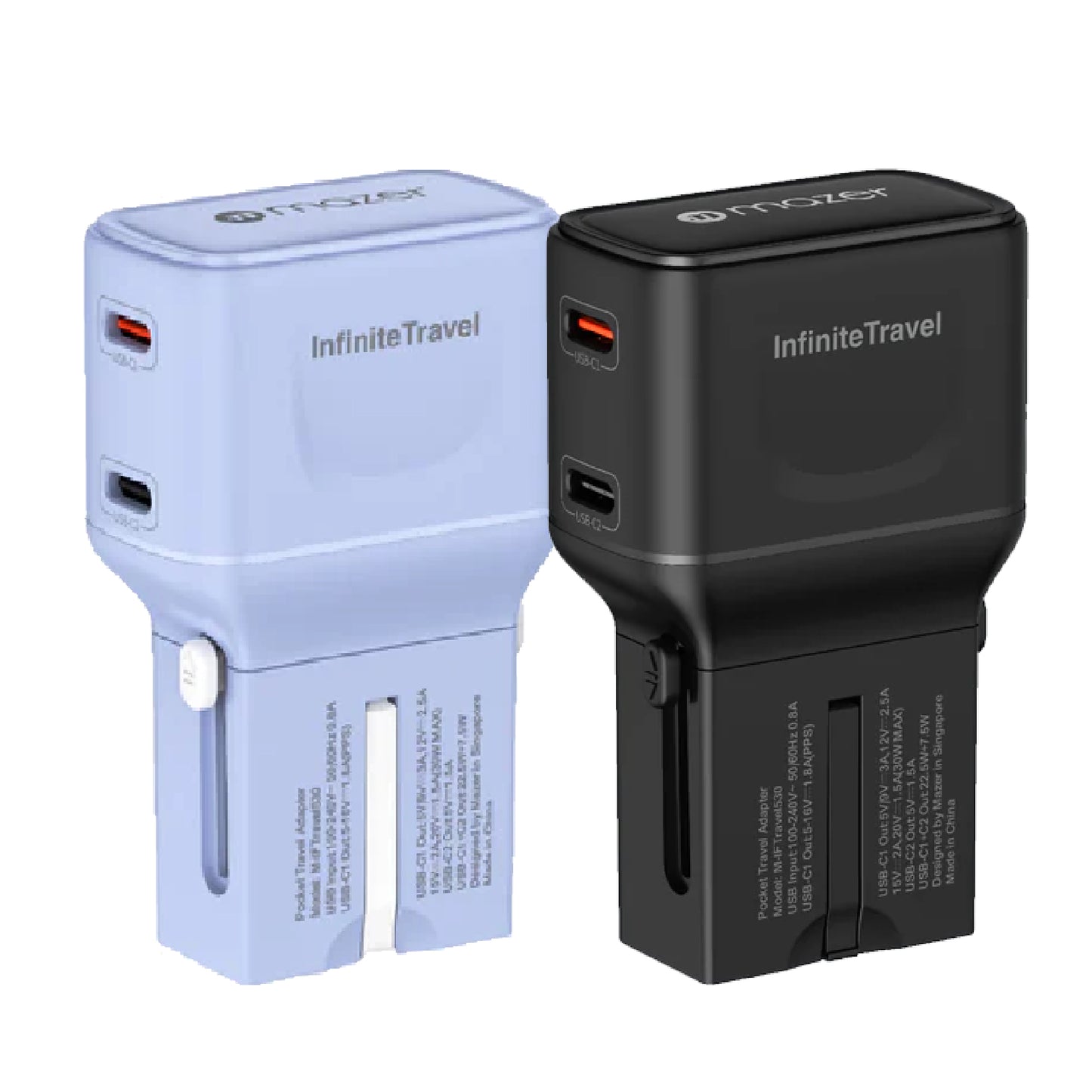 MAZER Infinite Travel Pocket PD 30W Universal Travel Charger 2 USB-C Ports