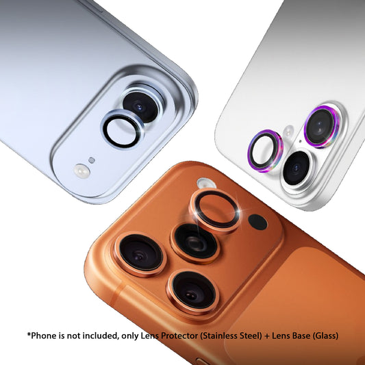 Hoda Sapphire Lens Protector ( Stainless Steel ) + Lens Base ( Glass ) for iPhone 17 Pro Max / 17 Pro