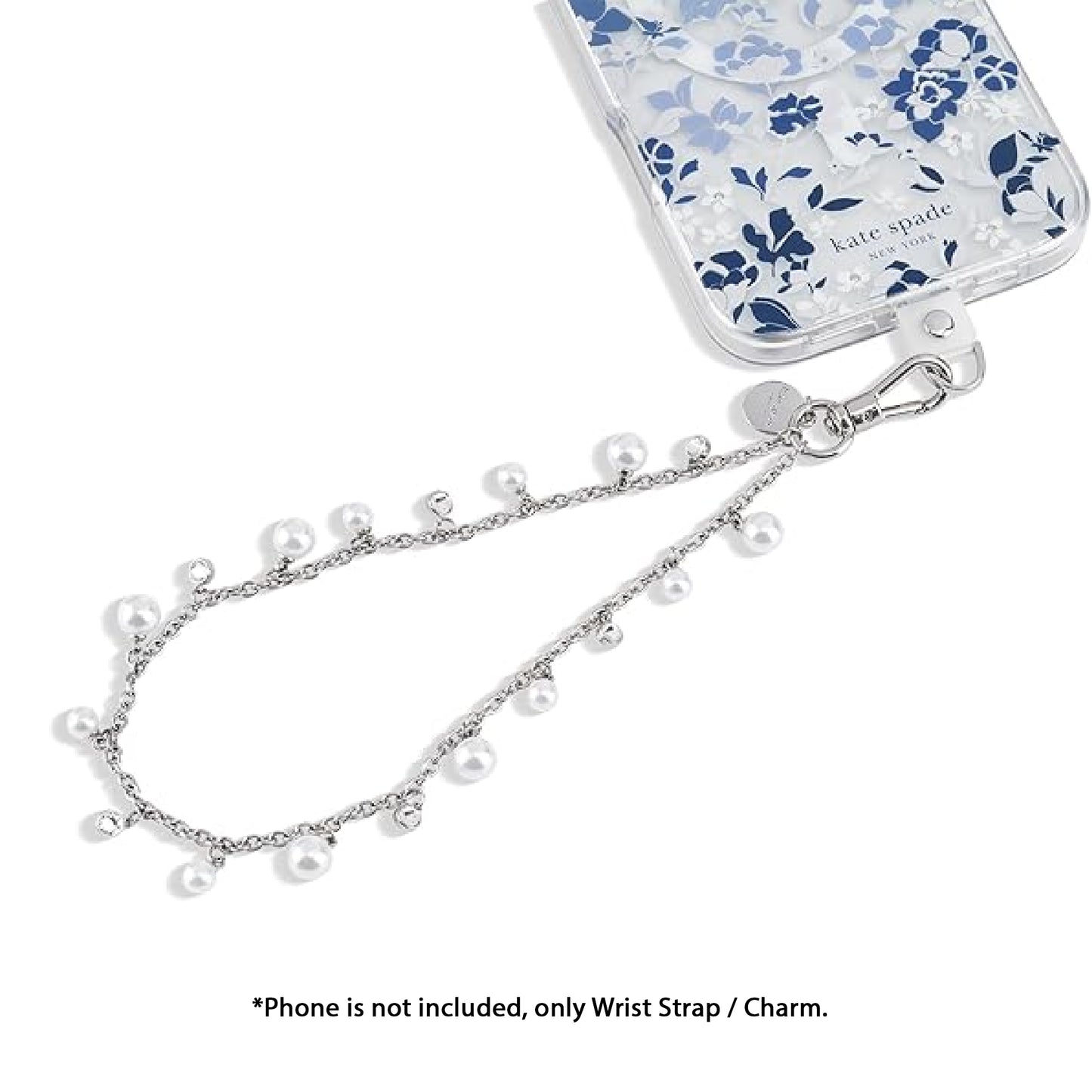 Kate Spade Phone Charm with Anchor Card Universal Wrist Strap - Dazzling Pearl