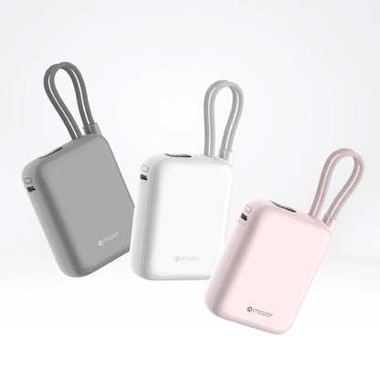 MAZER PowerCharge Nano Duo 10,000mAh PD35W Power Bank with Built-in Dual USB-C Cables CCC Certified