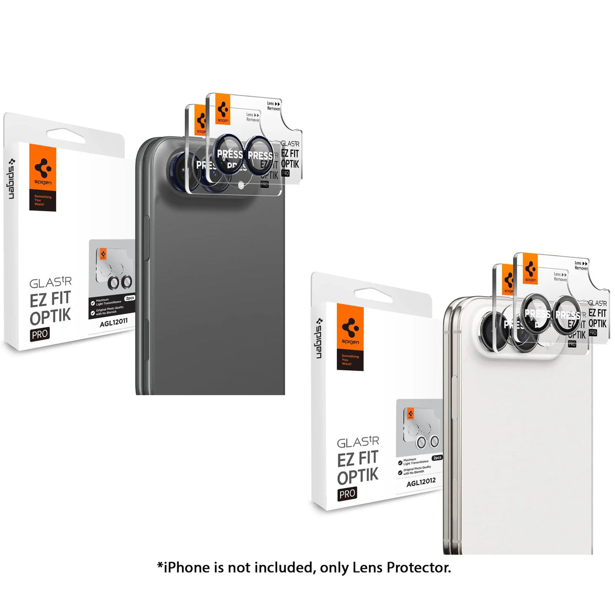 [2 Pack] Spigen Glas.tR EZ Fit Optik Pro Lens Protector for iPhone Duo with Auto-alignment Installation Kit