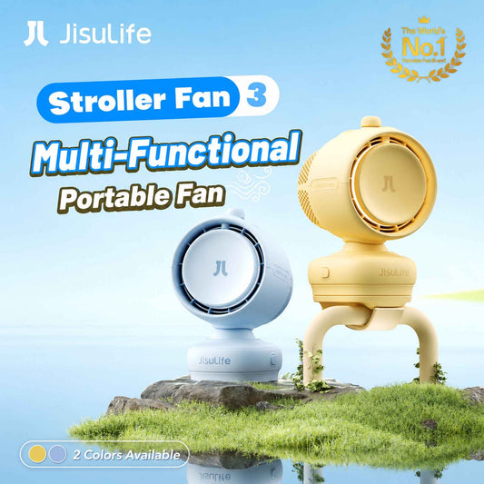 JisuLife Stroller Fan Life 3 ( 5000mAh ) Auto Oscillation Clip Fan 21H Long Battery with Night Light