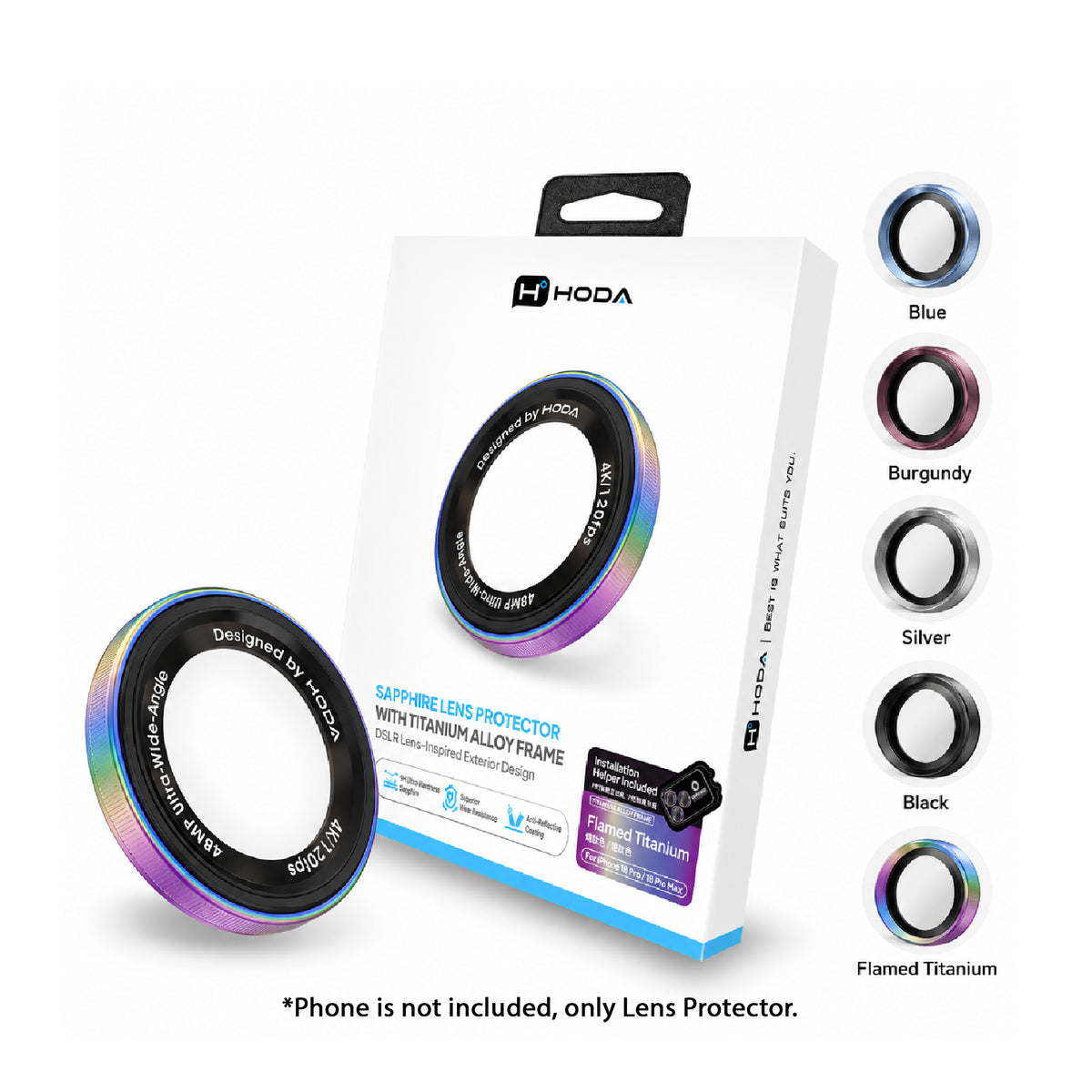 Hoda Sapphire Lens Protector ( Monocular Like Design ) for iPhone 18 Pro Max / 18 Pro with Helper