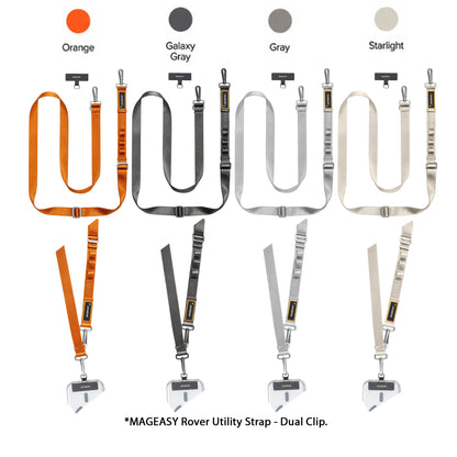 MAGEASY ROVER Utility Strap Dual Clip + Strap Card - Multiple Loops for Hands-free Carrying