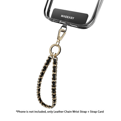 MAGEASY 9mm Leather Chain Wrist Strap + Strap Card - 360-degree Rotating Buckle