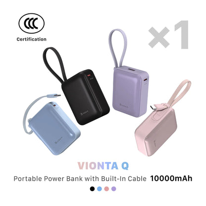 ADAM Elements VIONTA Q Ultra-Compact Power Bank with Built-in USB-C Cable 10000mAh CCC Certified