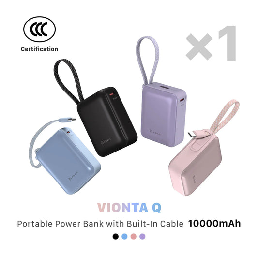 ADAM Elements VIONTA Q Ultra-Compact Power Bank with Built-in USB-C Cable 10000mAh CCC Certified