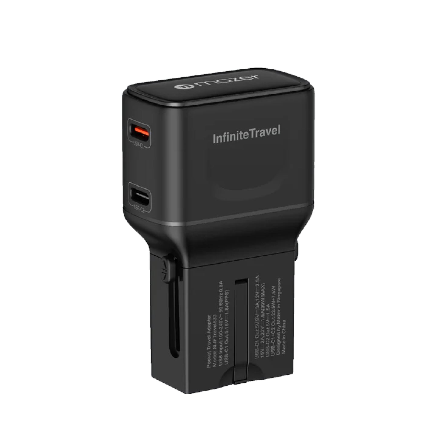 MAZER Infinite Travel Pocket PD 30W Universal Travel Charger 2 USB-C Ports