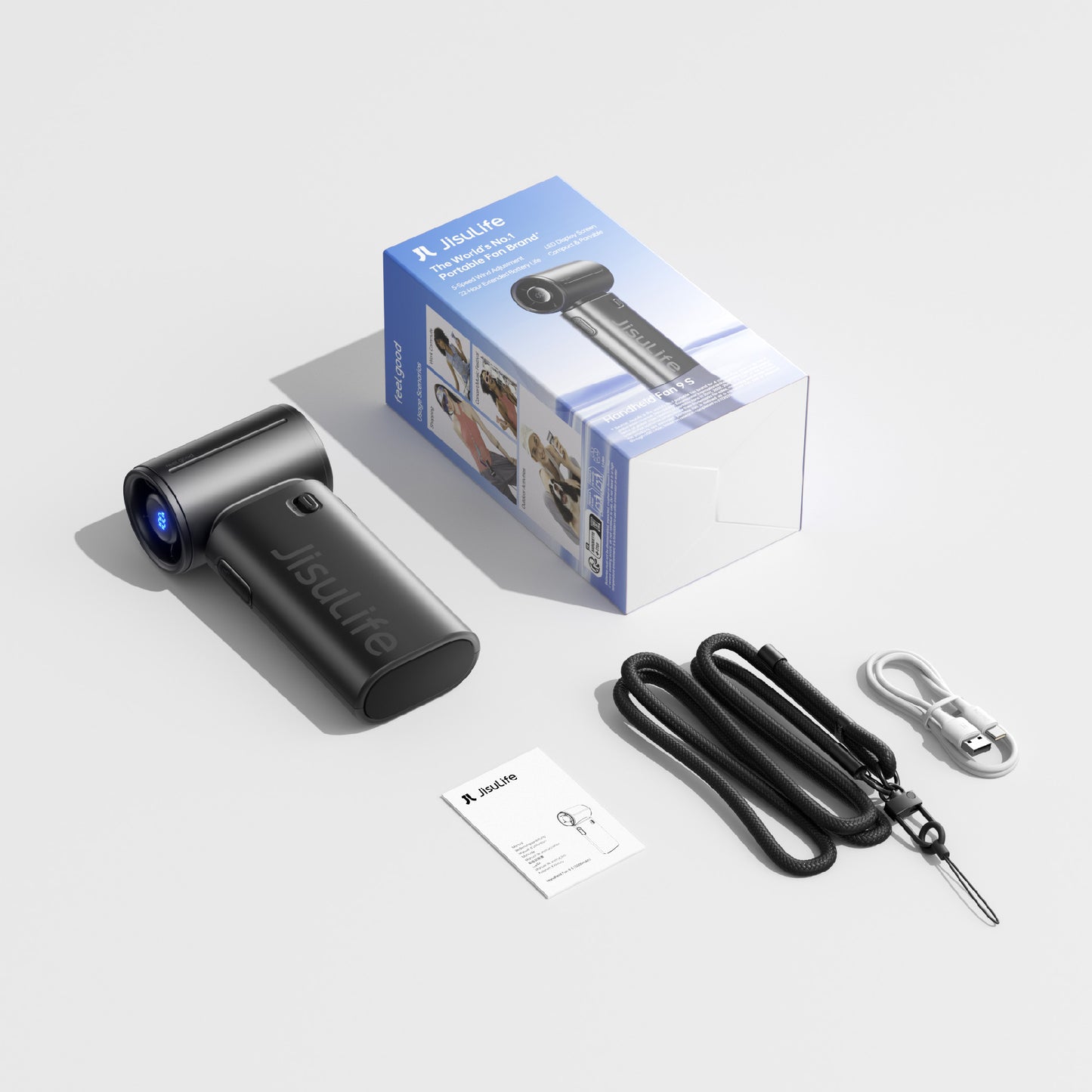 JisuLife Life9s 5000mAh Handheld Fan 22H Long Battery 10 m/s Airflow Slim Fan
