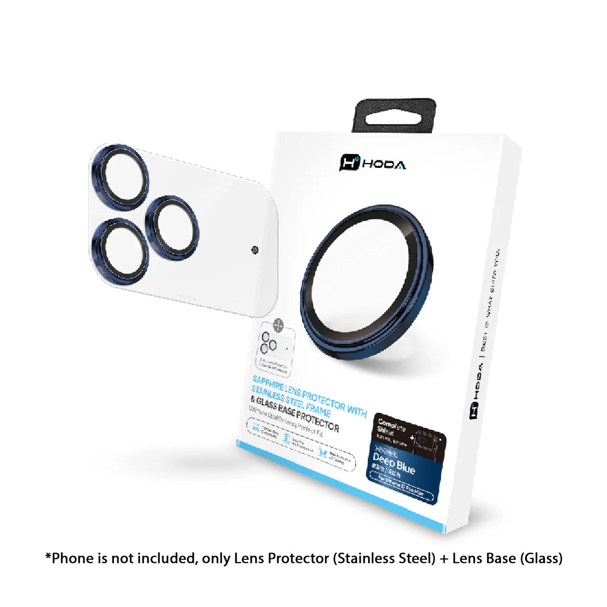 Hoda Sapphire Lens Protector ( Stainless Steel ) + Lens Base ( Glass ) for iPhone 17 Pro Max / 17 Pro