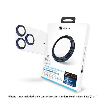 Hoda Sapphire Lens Protector ( Stainless Steel ) + Lens Base ( Glass ) for iPhone 17 Pro Max / 17 Pro