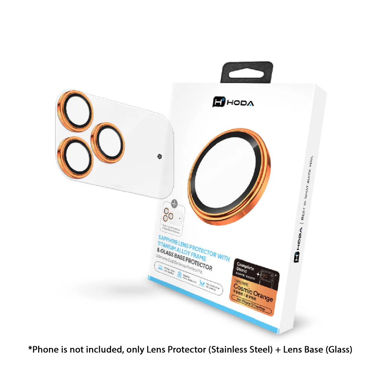 Hoda Sapphire Lens Protector ( Stainless Steel ) + Lens Base ( Glass ) for iPhone 17 Pro Max / 17 Pro