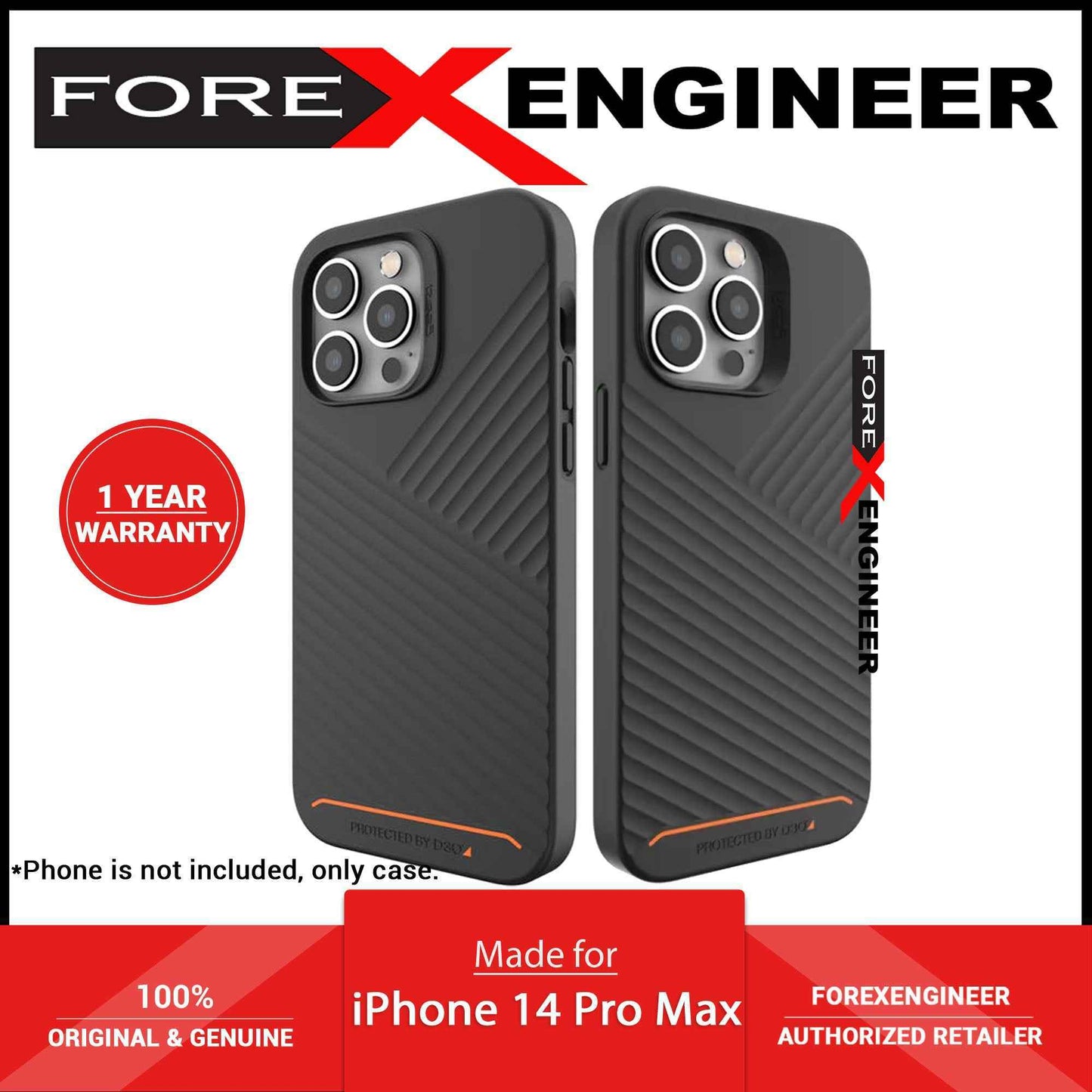 Gear4 D3O¬Æ Denali Snap for iPhone 14 Pro Max - Black (Barcode: 840056165540 ).