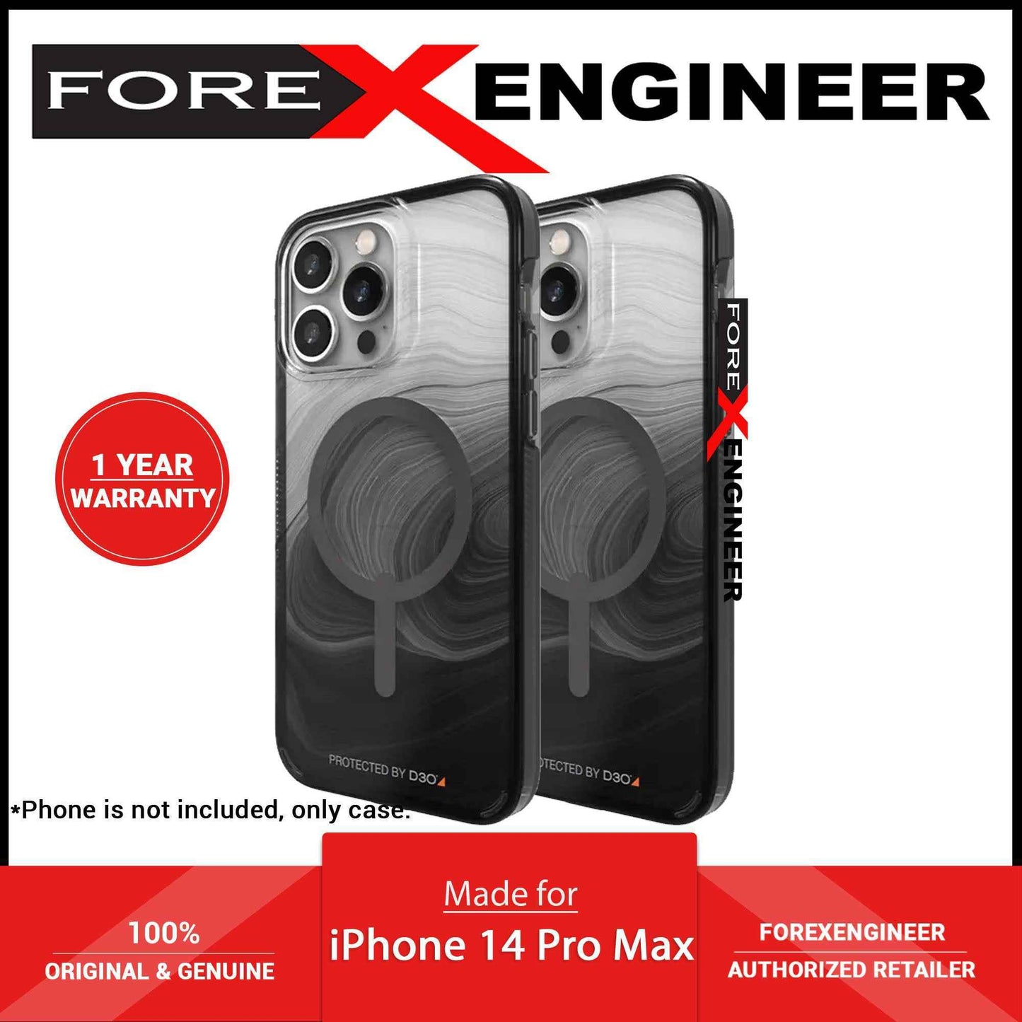 Gear4 D3O¬Æ Milan Snap for iPhone 14 Pro Max - Black Swirl (Barcode: 840056165984 ).