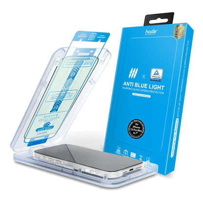 Hoda TÜV RPF20 Certified Blue Light Filter for iPhone 15 Series - Full Coverage Tempered Glass Screen Protector with Dust Free Helper - Forexengineer -Malaysia- 4711441973339-4711441973902