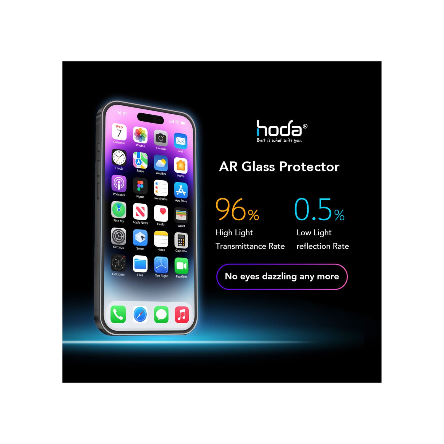 Hoda Anti-Reflection Tempered Glass Screen Protector for iPhone 16 Series - Dust Free Helper Included - Clear