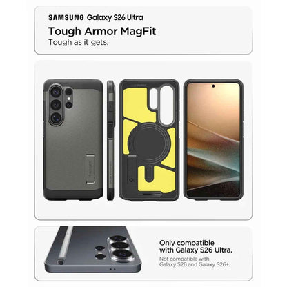 Spigen Tough Armor Magfit for Samsung Galaxy S26 Ultra - Built-in Kickstand Magnetic Case