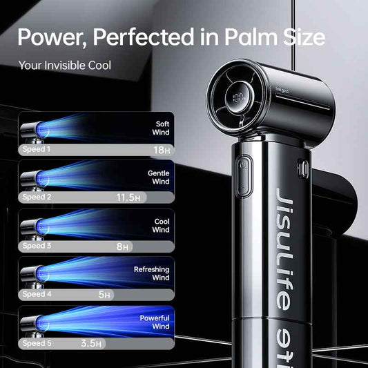 Jisulife Life9s 5000mAh CHROME Series 22H Long Battery 10 m/s Strong Airflow Slim Fan
