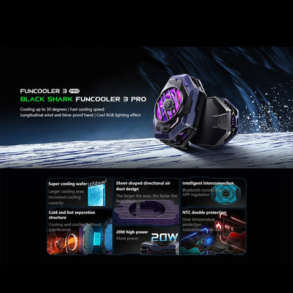 Black Shark FunCooler 3 Pro Fast  Cooling Fan with RGB Lighting Effect for Phone and Tablet - Forexengineer -Malaysia- 6971409209599-6975498360308
