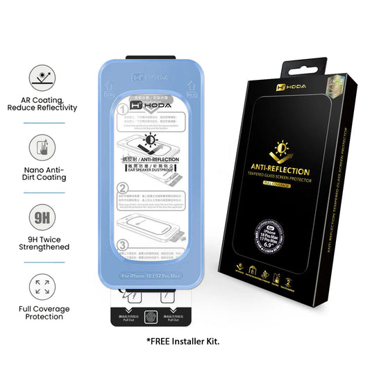 Hoda Anti-Reflection Full Coverage Tempered Glass Screen Protector for iPhone 18 Pro Max / 18 Pro with Dust-Free Helper