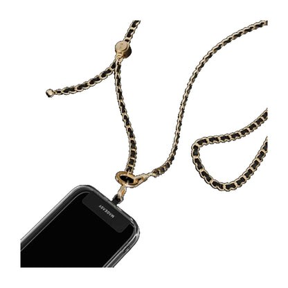 MAGEASY Classic Leather Chain Strap + Strap Card - Adjustable Chain Length - Black/Matte Gold - Forexengineer -Malaysia
