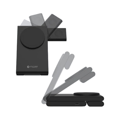 MAZER Mag Trifold Magnetic & Qi2 3-in-1 Foldable Wireless Charger - MagSafe Compatible - Forexengineer -Malaysia