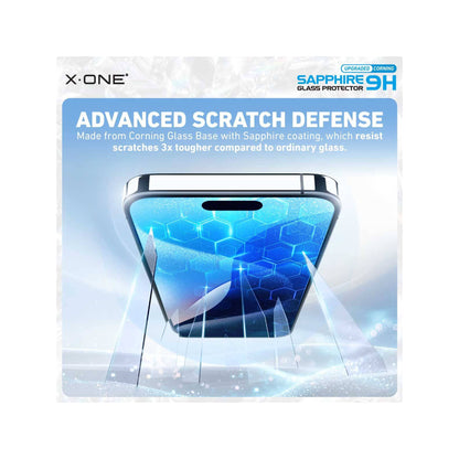 X.One Sapphire Series ( Upgraded Corning ) Full Screen Tempered Glass for iPhone 16 Series - With Installer Kit - Forexengineer -Malaysia