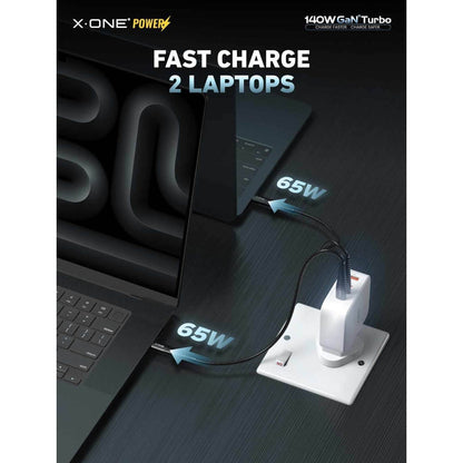 X.One 140W GaN 6 Turbo Ultra Fast Charger 4 Port ( 3 USB C , 1 USB A) PD 3.1 , QC 4.0+ Adapter Wall Charger - Forexengineer -Malaysia- 6487922958736
