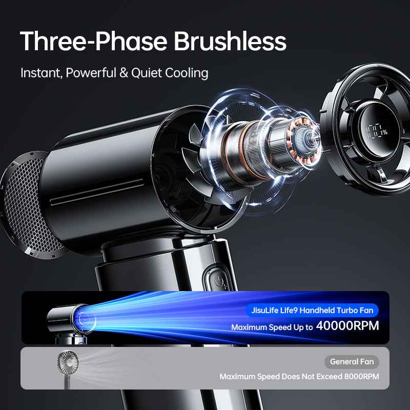 Jisulife Life9s 5000mAh CHROME Series 22H Long Battery 10 m/s Strong Airflow Slim Fan