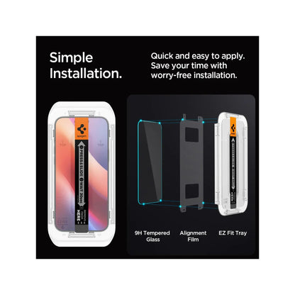 [1 PACK] Spigen Glas.tR EZ Fit HD Tempered Glass Screen Protector for iPhone 16 & 15 Series - Privacy - Forexengineer -Malaysia