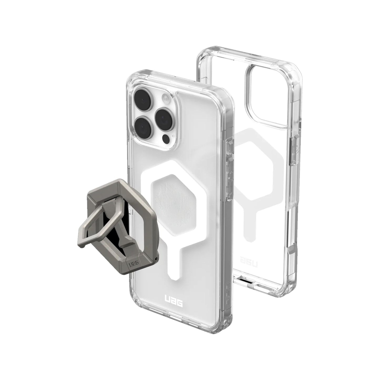 UAG Plyo MagSafe Bundle - Ice White Case + Titanium Ring Stand for iPhone 16 Pro Max