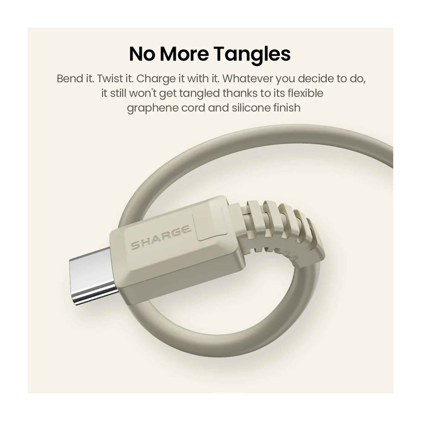 SHARGE Retro USB-C to USB-C 100W PD Fast Charging Cable 1.2m - Retro White